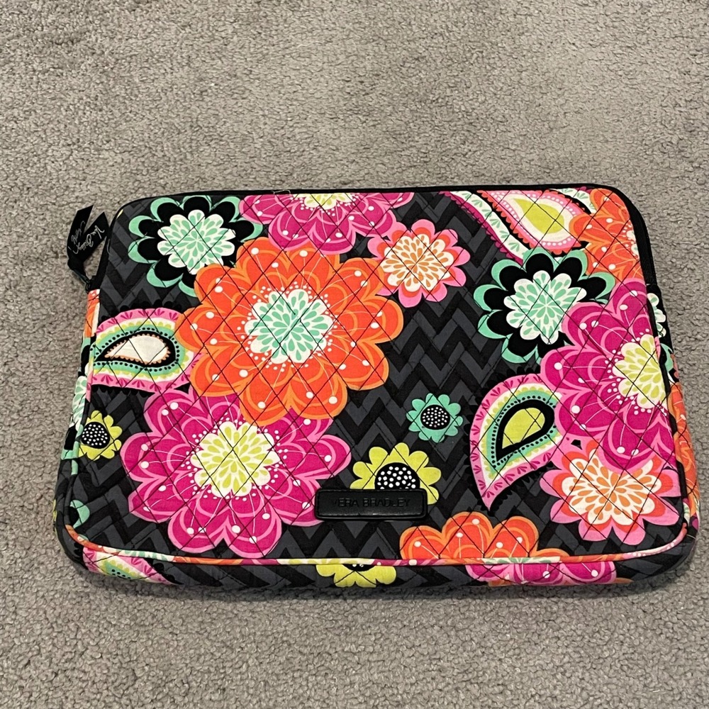 Vera Bradley Laptop Tablet Sleeve Case Zip Closure Floral Quilted